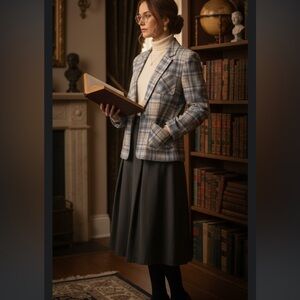 Vtg Pendleton Pure Virgin Wool Plaid Blazer - Old Money Dark Academia - Size 10